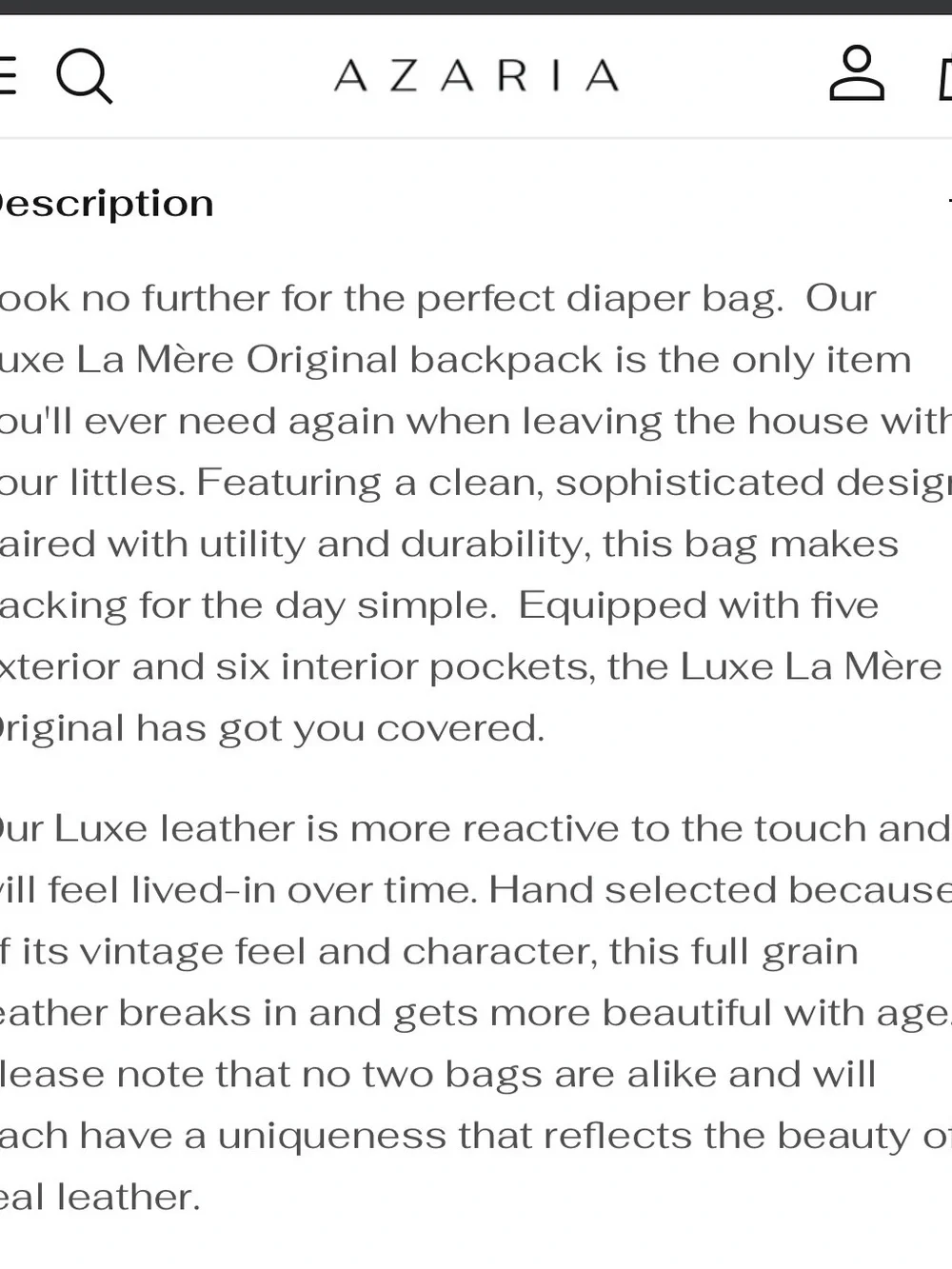 La Mère Luxe Leather Backpack Original - Cognac